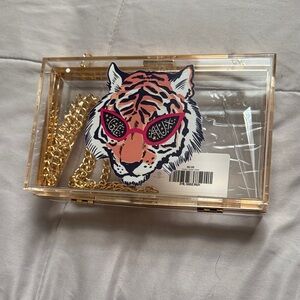 Clear Acrylic Clutch with Tiger Design